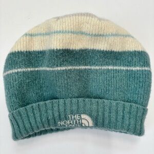 The North Face Green White Wool Angora Preppy Warm Hat Beanie